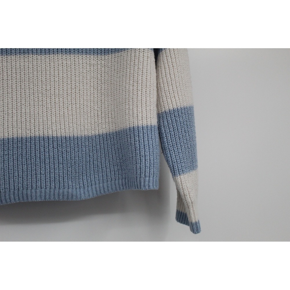 Art Class Blue Cream Striped Polo Collar Knit Sweater XL 14/16 Long Sleeve - Picture 3 of 4